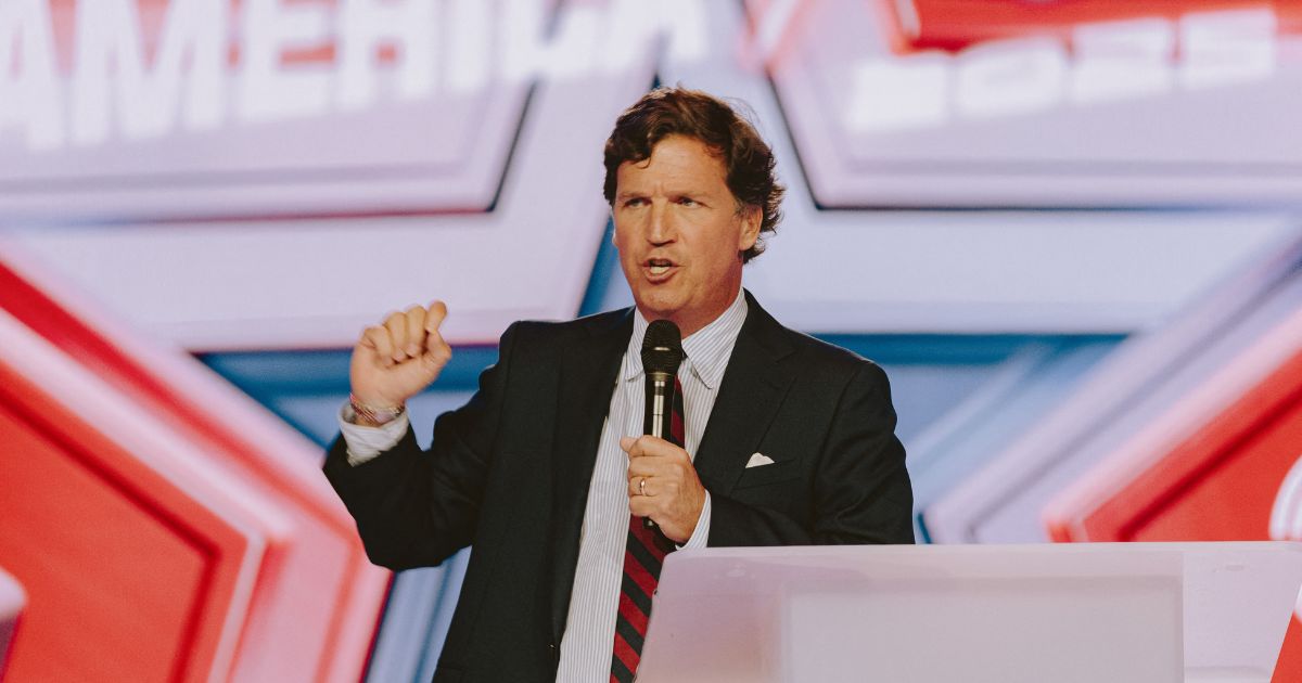 Conservative political commentator and podcast host Tucker Carlson speaks at Turning Point's annual AmericaFest conference, in remembrance of late right-wing political activist Charlie Kirk, in Phoenix, Arizona, on Dec. 18, 2025.