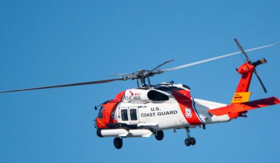 A U.S. Coast Guard Sikorsky MH-60T Jayhawk helicopter approaches the U.S. Coast Guard Sector San Diego air station on Dec. 20, 2024, in San Diego, California.