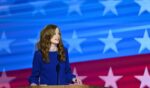 Michigan State Sen. Mallory McMorrow speaks on the first day of the Democratic National Convention at the United Center in Chicago, Illinois, on Aug. 19, 2024.