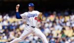 Blake Treinen of the Los Angeles Dodgers pitches during the game against the Los Angeles Angels at Dodger Stadium on June 7, 2026, in Los Angeles, California.