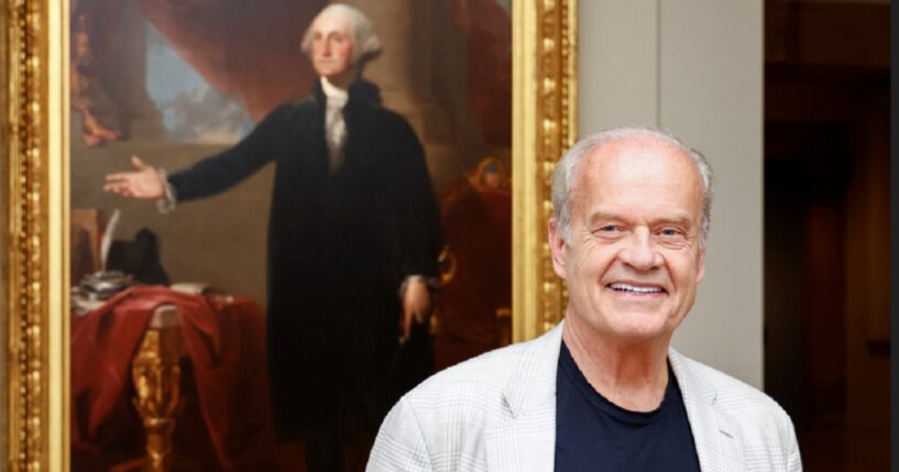 Veteran actor and outspoken Christtian Kelsey Grammer is pictured Thursday before a portrait of George Washington at the National Portrait Gallery in Washington.