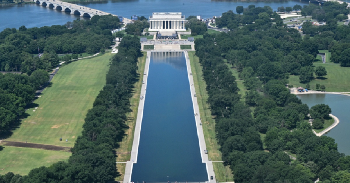 The National Mall Reflecting Pool in Washington, with the Lincoln Memorial at its head, is pictured in a photo on Friday.