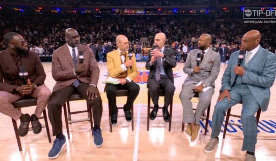 NBA Commissioner Adam Silver speaks during Monday night's pregame telecast of Game 3 of the NBA Finals.