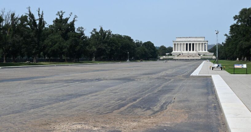 A view of the Lincoln Memorial Reflecting Pool on the National Mall in Washington, D.C., on July 15, 2026.