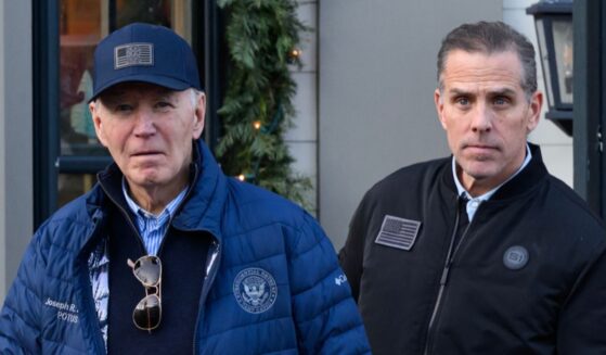 President Joe Biden and son Hunter Biden stepping out of a bookstore while shopping in Nantucket, Massachusetts, on Nov. 29, 2024.