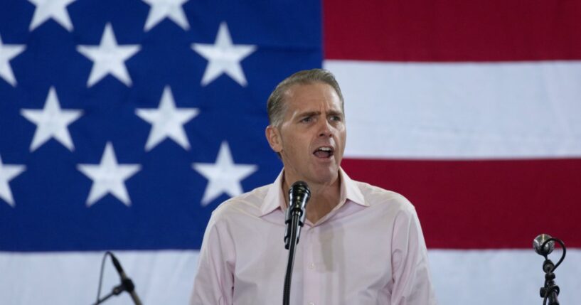Conservative commentator Scott Jennings speaks at the Ashley's BBQ Bash fundraiser hosted by Rep. Ashley Hinson on Aug. 23, 2025, in Cedar Rapids, Iowa.