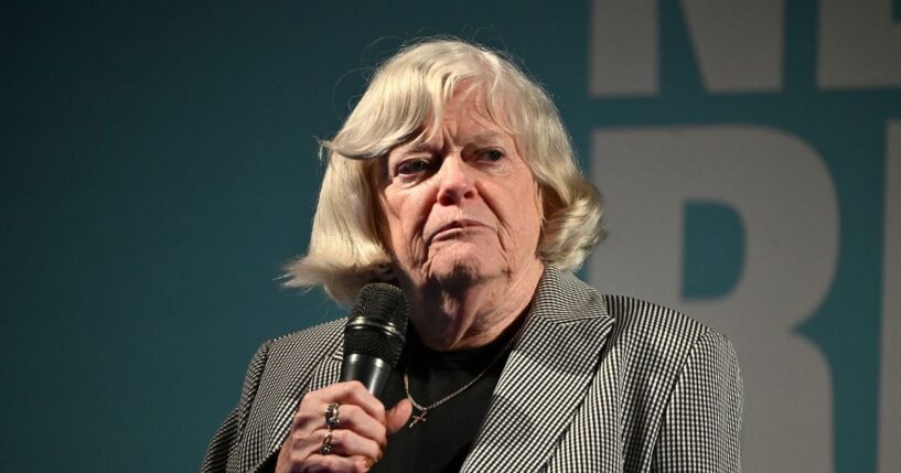 Ann Widdecombe, Reform UK's Immigration and Justice spokesperson, speaks at the Reform UK Cornwall Conference at Carn Brae Leisure Centre on Feb. 24, 2025, in Redruth, England.