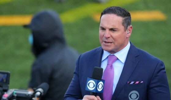 CBS reporter Jay Feely broadcasts during a game between the Buffalo Bills and the Los Angeles Chargers at Bills Stadium on Nov. 29, 2020, in Orchard Park, New York.
