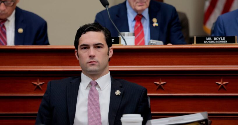 Rep. Brandon Gill listens during a hearing with the House Budget Committee on Capitol Hill on May 16, 2025, in Washington, D.C.