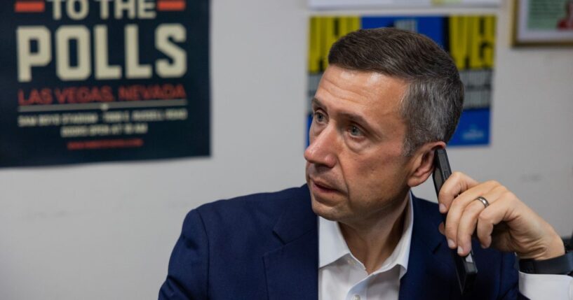 DNC Chair Ken Martin phone banks for Prop 50 at Women's March Foundation Office on Thursday, Oct. 23, 2025, in Los Angeles, California.