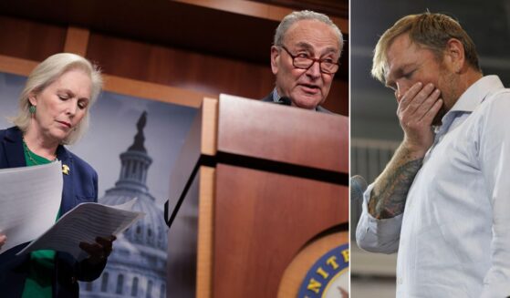 Senate Minority Leader Chuck Schumer and Sen. Kirsten Gillibrand, pictured at left, both New York Democrats, called for Graham Platner, right, to drop out of the Maine Senate race in the wake of sexual assault allegations against Platner.