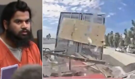 Dashcam video, right, showed a tractor-trailer rig driven by Jashanpreet Singh, 22, left, as it plowed into several other vehicles in the wreck.