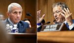 GOP Sen. Rand Paul of Kentucky, right, questions Dr. Anthony Fauci, left, Wednesday during a Senate Homeland Security and Governmental Affairs committee hearing on Capitol Hill in Washington, D.C.