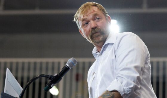 U.S. Senate candidate Graham Platner, a Maine Democrat, speaks at his primary election event on June 9 in Blue Hill, Maine.