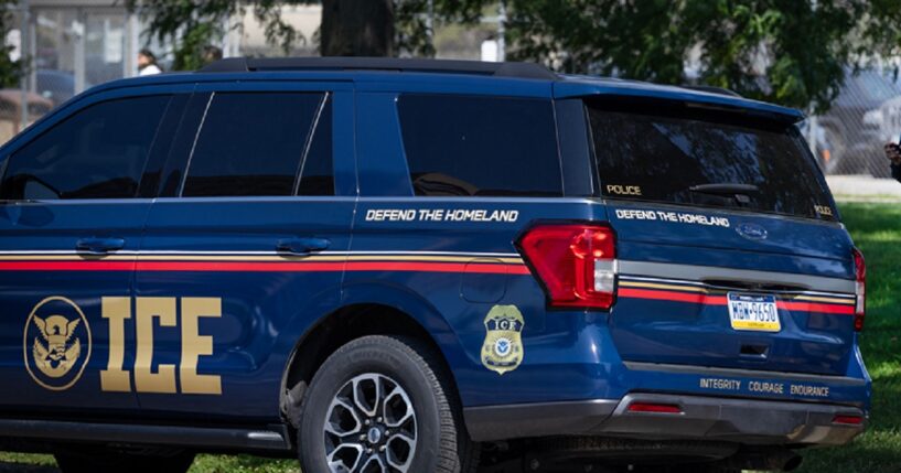 An Immigration and Customs Enforcement vehicle is pictured in a September file photo near the Cook County jail in Chicago.