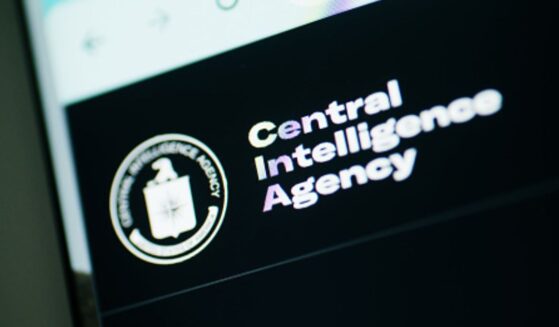 The Central Intelligence Agency’s logo is displayed on a bright screen.