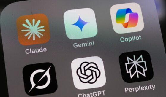 A screen on a phone displays the apps of multiple artificial intelligence systems.