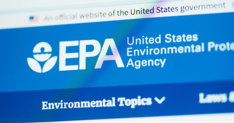 The Environmental Protection Agency graphic is pictured on a bright screen.