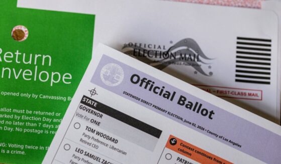 An official Californian ballot lays on a table on May 5, 2026 in Los Angeles, California.