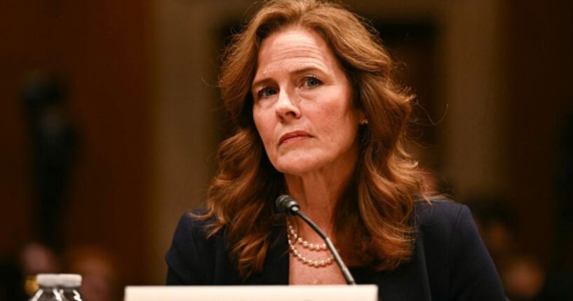 Supreme Court Justice Amy Coney Barrett speaks to the Senate Appropriations Subcommittee on Financial Services on July 14, 2026.
