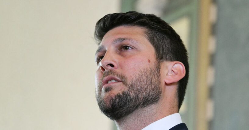 Florida Attorney General James Uthmeier speaks at a news conference at the Freedom Tower in Miami, Florida, on May 20, 2026.