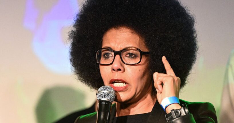 Local parisian politician and journalist Audrey Pulvar speaks at a campaign rally in Paris on Jan. 14, 2026.