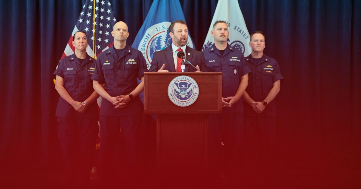 U.S. Homeland Security Secretary Markwayne Mullin speaks to the press at the Javits Center in New York City on July 1, 2026.