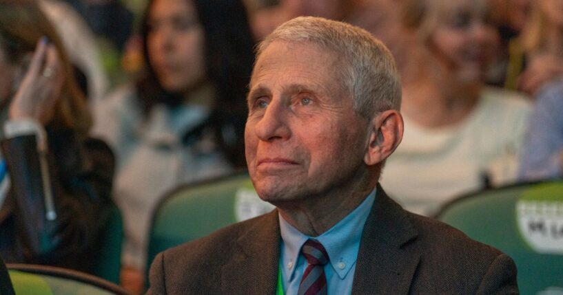Anthony Fauci sits and listens in the crowd of the New Orleans Book Festival at McAlister Auditorium on March 27, 2025 in New Orleans.