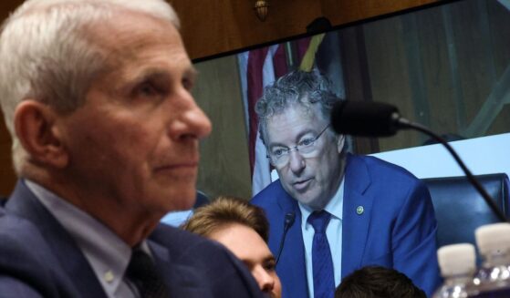 Committee Chairman U.S. Senator Rand Paul (R-KY) appears on a monitor as former NIH Director Anthony Fauci testifies before the Senate Homeland Security and Governmental Affairs Committee hearing on July 29, 2026 in Washington.