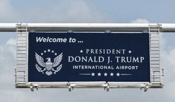 The welcome sign posted outside of the Donald J. Trump International Airport in West Palm Beach, Florida, on July 9, 2026.