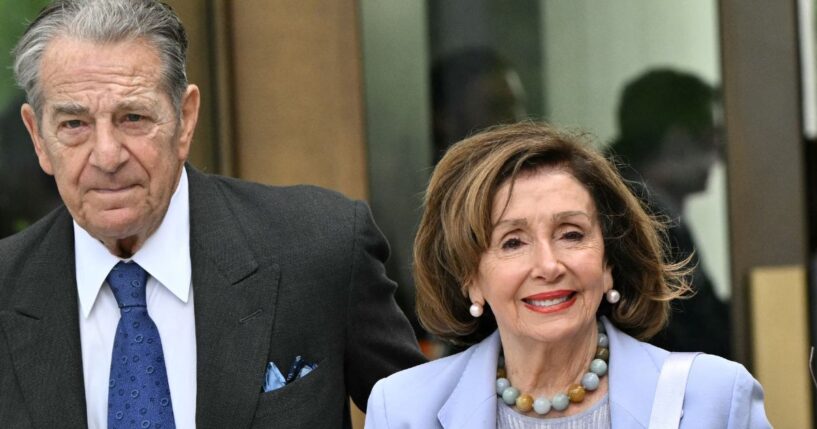 Former House Speaker Rep. Nancy Pelosi, a California Democrat, is pictured, right, with her husband Paul Pelosi, at the opening of the Barack Obama Presidential Center in Chicago, Illinois, on June 18.