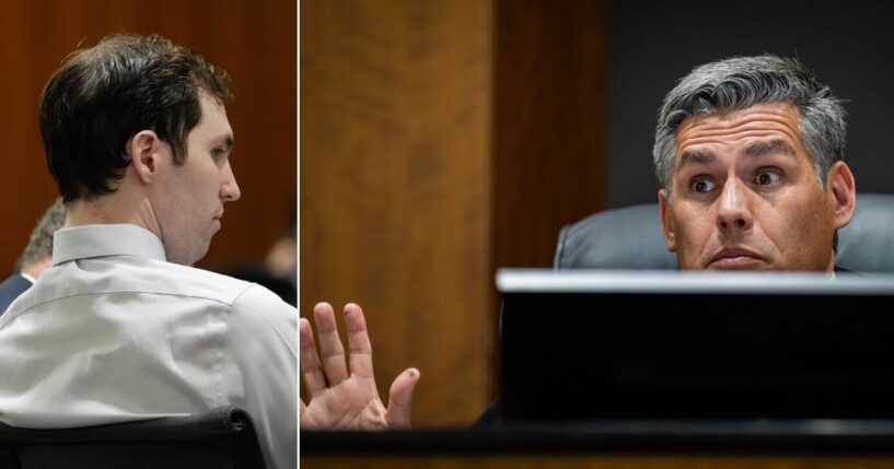 Fourth District Court Judge Tony Graf, right, ruled that text messages and a handwritten note attributed to murder suspect Tyler Robinson, left, could be published.