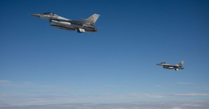 Officials said two Romanian F-16s, similar to the ones pictured in a file photo from October 2024, were scrambled to deal with the drone.