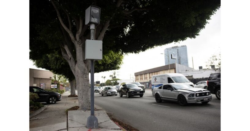 Automated License Plate Readers are seen at an intersection in Culver City, California, in a file photo from November 2025.