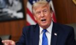 President Donald Trump speaks Friday during a Cabinet meeting at Camp David in Maryland.