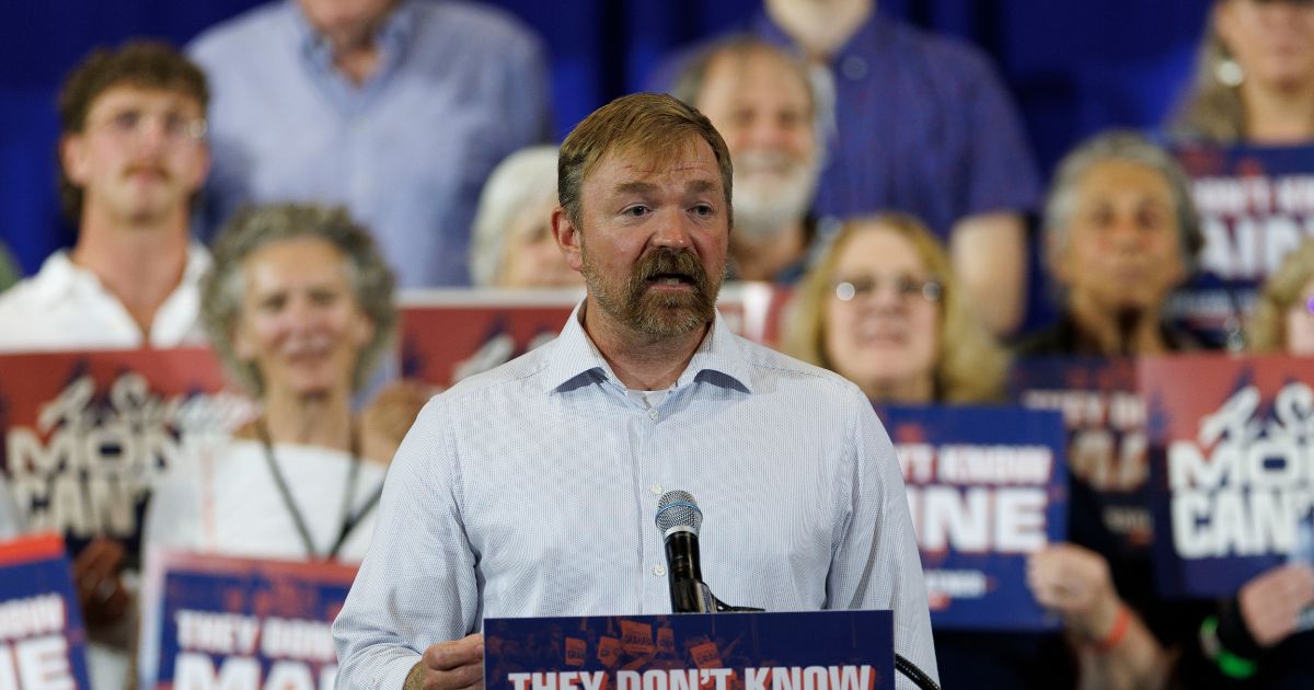 Democratic U.S. Senate candidate Graham Platner speaks at his primary election event on June 9, 2026, in Blue Hill, Maine.