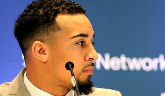 Blaise Taylor speaks among the 2017 NFF National Scholar-Athlete Class and Campbell Trophy Finalists during the press conference for the 60th NFF Anual Awards Ceremony at New York Hilton Midtown on Dec. 5, 2017, in New York City.