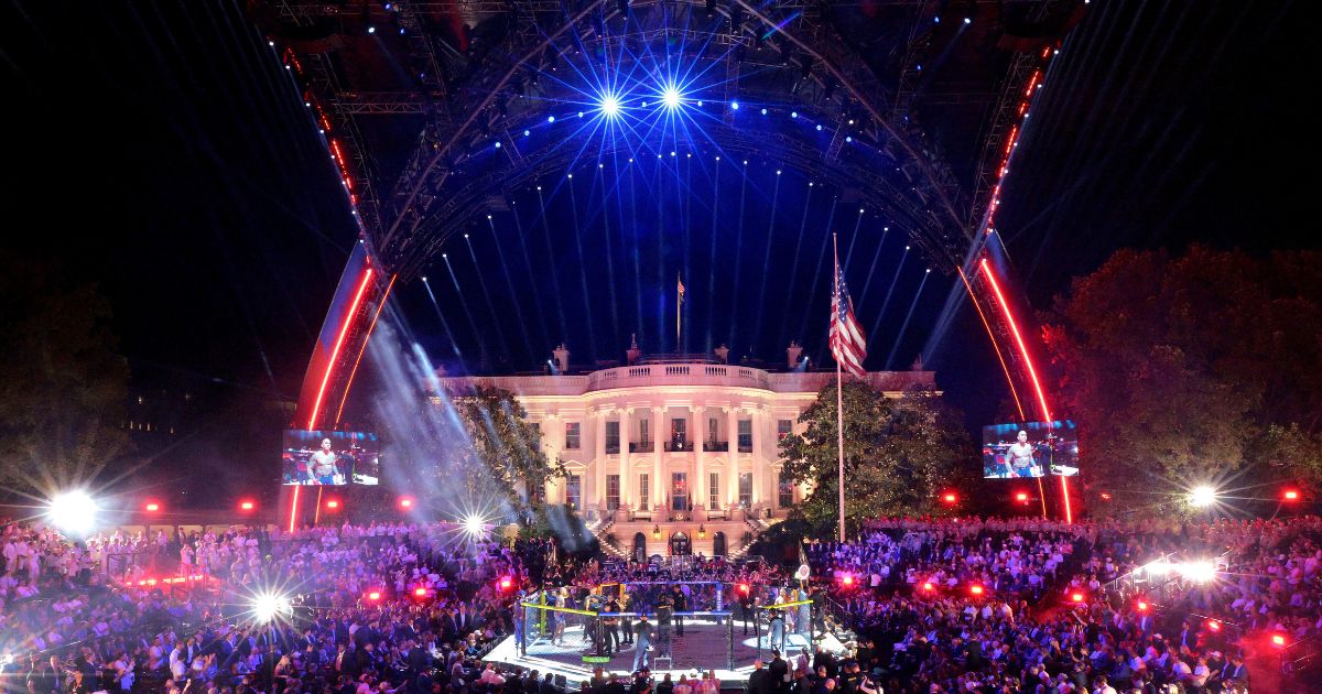 UFC Freedom 250 is seen on the South Lawn of the White House on June 14, 2026, in Washington, D.C.