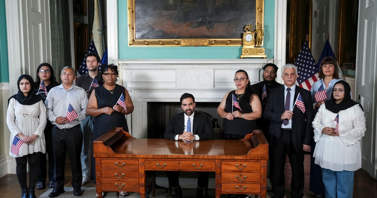 New York City Mayor Zohran Mamdani delivers a speech to mark the 250th anniversary of the United States of America at City Hall on July 3, 2026, in New York City.