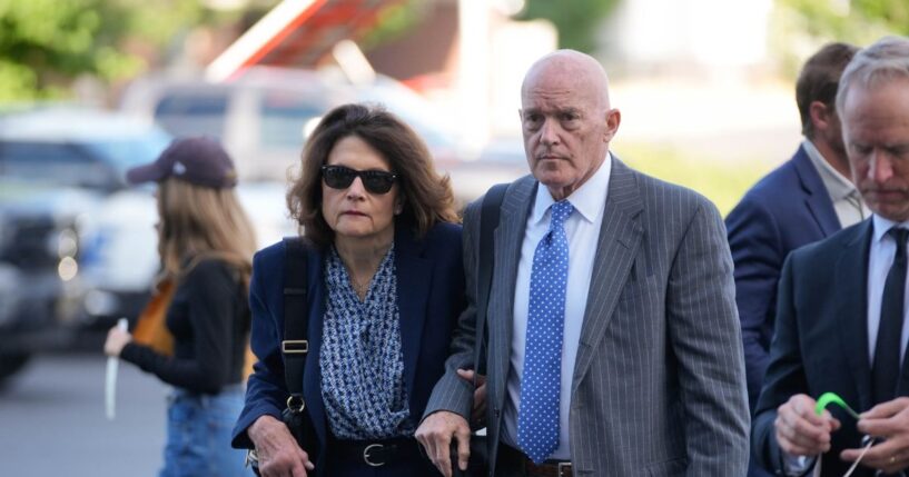 Charlie Kirk's parents, Robert Kirk and Kathryn Kirk, arrive at the courthouse for a weeklong preliminary hearing for Tyler Robinson, the man accused of killing Charlie Kirk, on July 6, 2026, in Provo, Utah.