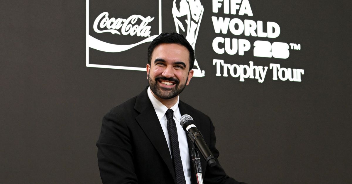 New York City Mayor Zohran Mamdani speaks during the FIFA World Cup Trophy Tour by Coca-Cola at American Museum of Natural History on June 2, 2026, in New York City.