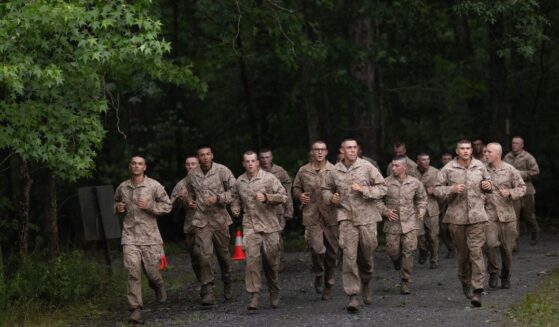 Marine Corps officer candidates participate in the Montford Point Challenge at Officer Candidate School at Marine Corps Base Quantico on June 23, 2026, in Quantico, Virginia.