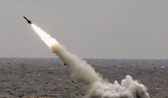 A Chinese submarine launches a missile in an offshore blockade exercise during the third phase of the Sino-Russian "Peace Mission 2005" joint military exercise, held Aug. 23, 2005, near China's Shandong Peninsula.