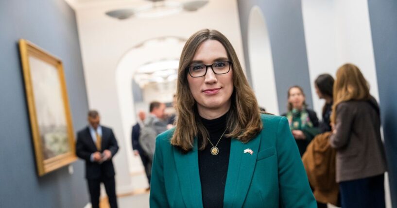 Rep. Sarah McBride arrives in Christianborg Palace on Jan. 16, 2026, in Copenhagen, Denmark.