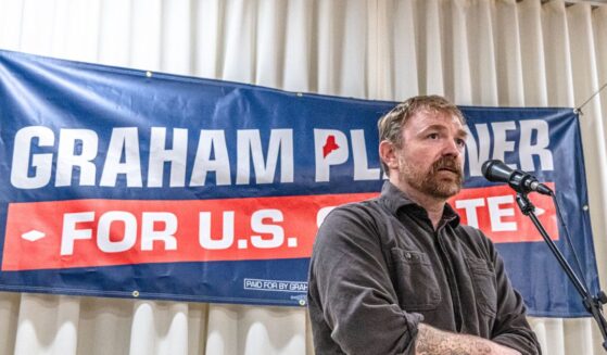 Democratic U.S. Senate candidate Graham Platner speaks to voters at a town hall at the Elks Lodge 188 on June 7, 2026, in Portland, Maine.