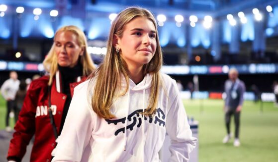 Kai Trump and her mother Vanessa Trump, girlfriend of Tiger Woods of Jupiter Links GC, look on after a match between Jupiter Links and Boston Common Golf at SoFi Center on March 17, 2026, in Palm Beach Gardens, Florida.