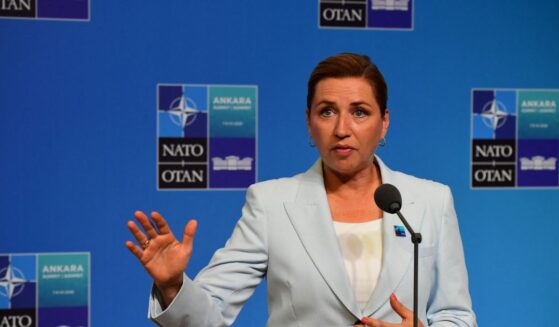 Danish Prime Minister Mette Frederiksen speaks during doorstep statements within the annual NATO Summit at Presidential Complex in Ankara, Turkey, on July 8, 2026.