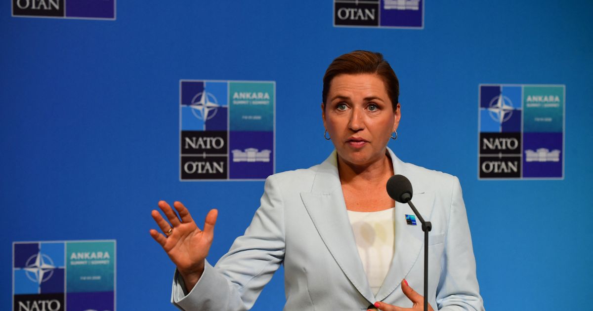 Danish Prime Minister Mette Frederiksen speaks during doorstep statements within the annual NATO Summit at Presidential Complex in Ankara, Turkey, on July 8, 2026.