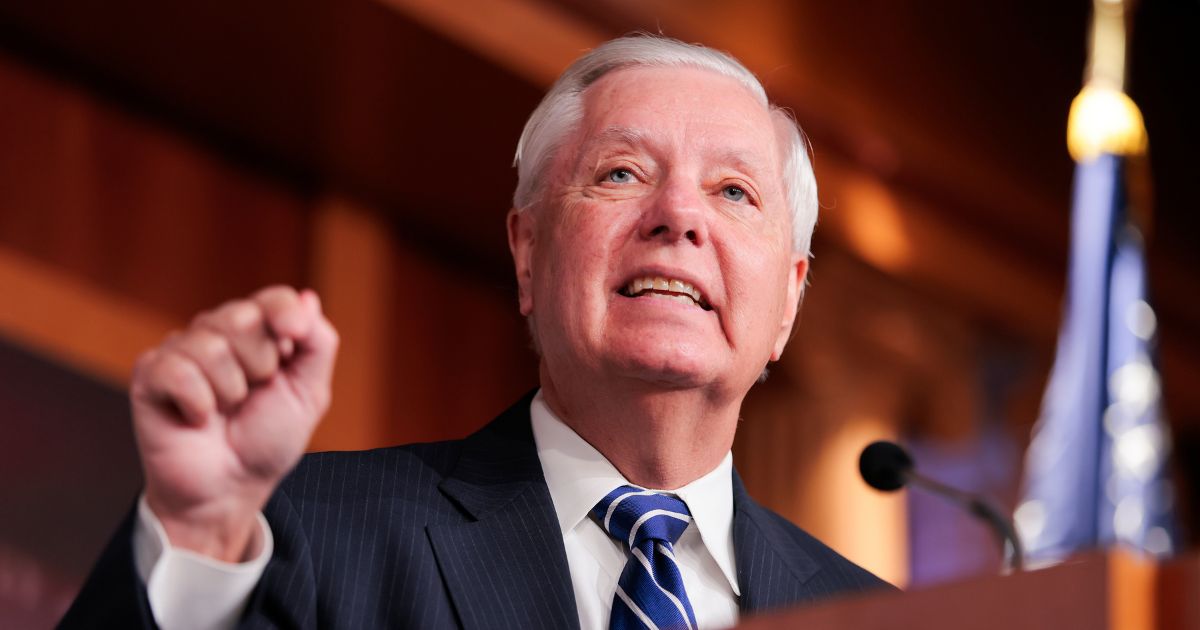 Sen. Lindsey Graham speaks during a press conference at the U.S. Capitol on April 27, 2026, in Washington, D.C.