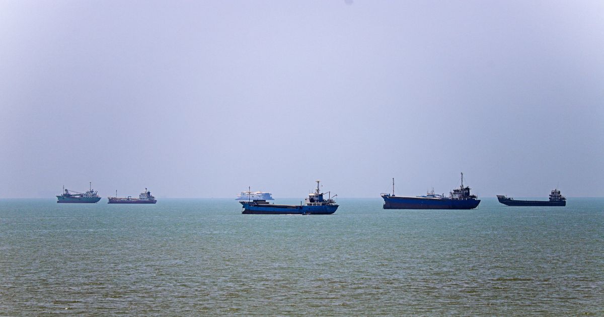 In this picture obtained from Iran's ISNA news agency on June 18, 2026, vessels are seen anchored in Bandar Abbas along the Strait of Hormuz.